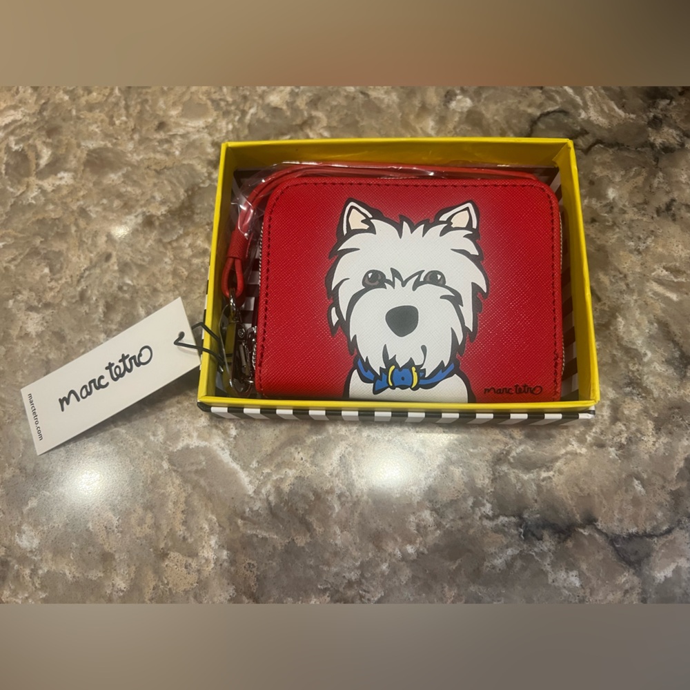 Marc Tetro Red Wristlet Westie Wallet NWT